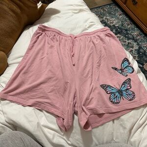 SHEIN Pink Butterfly Lounge Shorts